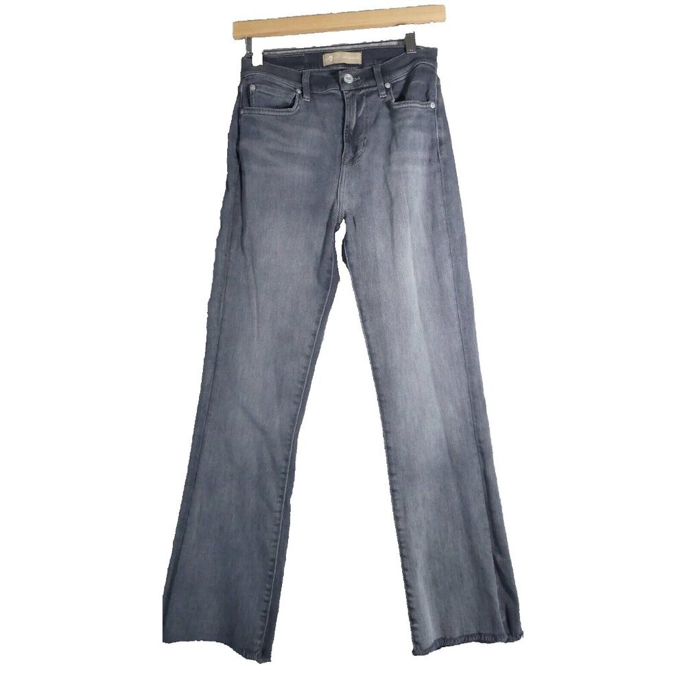 7 For All Mankind 26 Jeans High Waist Slim Kick Frayed Hem Gray
